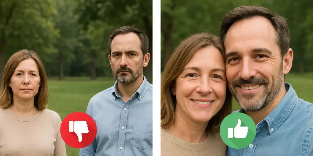 Comparaison de visages éloignés et rapprochés sur une photo destinée à une mosaïque